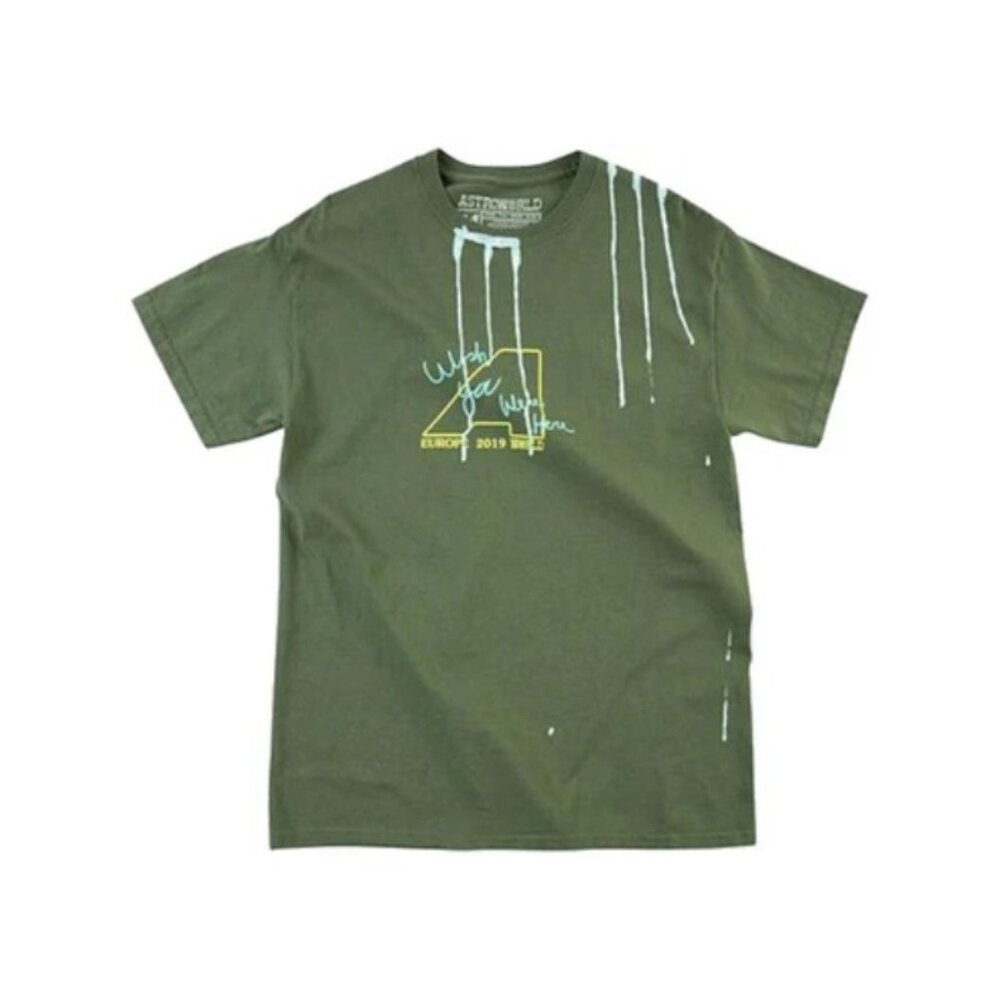 Rare Travis Scott Astroworld Live In Europe Olive Green Tee Shirt Size: L NEW